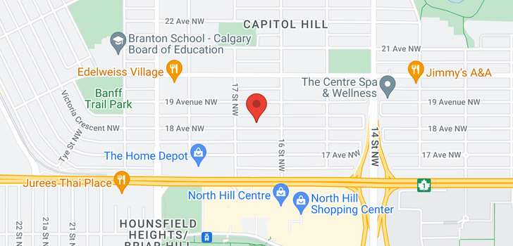 map of 1724 18 Avenue NW